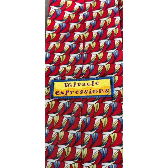 Vintage Stonehenge Miracle Expressions Tie Abstract Birds Red Blue Yellow Geomet - Picture 5 of 7